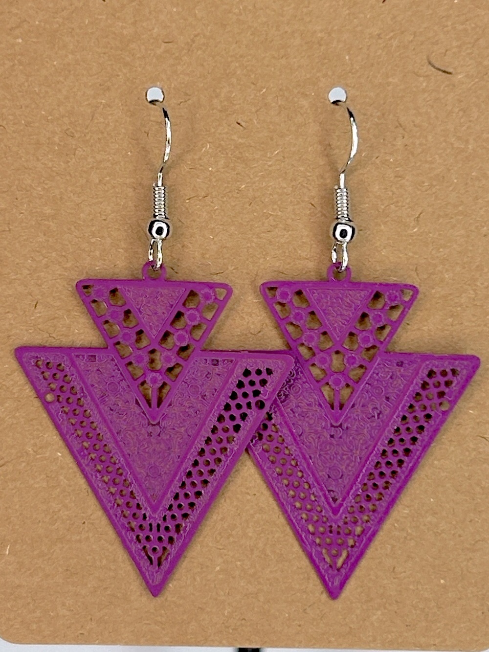 Purple Geometric Triangle Dangle Earrings - Women Fashion Jewelry